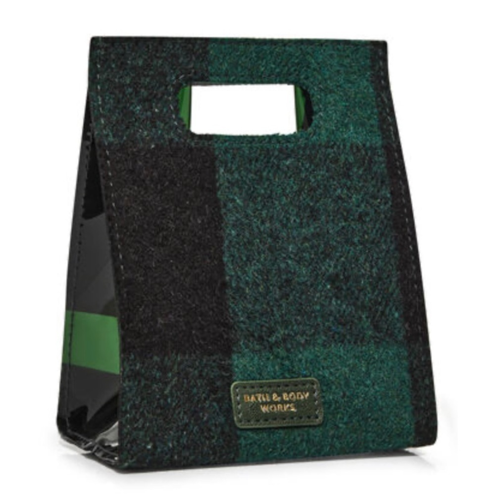 [5x$25] ⭐️ BBW Green Plaid Reusable Gift Bag Bath & Body Works Holiday NWT